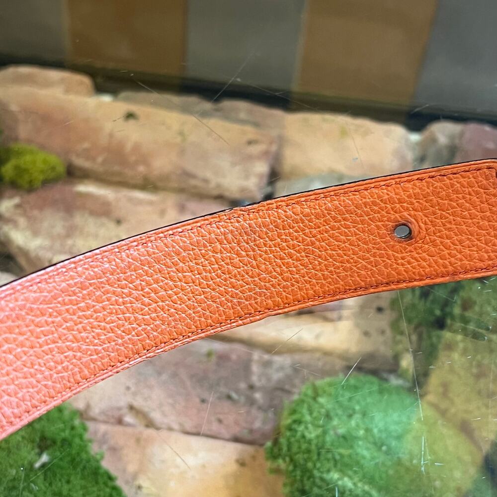 HERMES Black Box Calfskin & Orange Togo Calfskin Reversible Belt Kit Sz 100 - Picture 4 of 8
